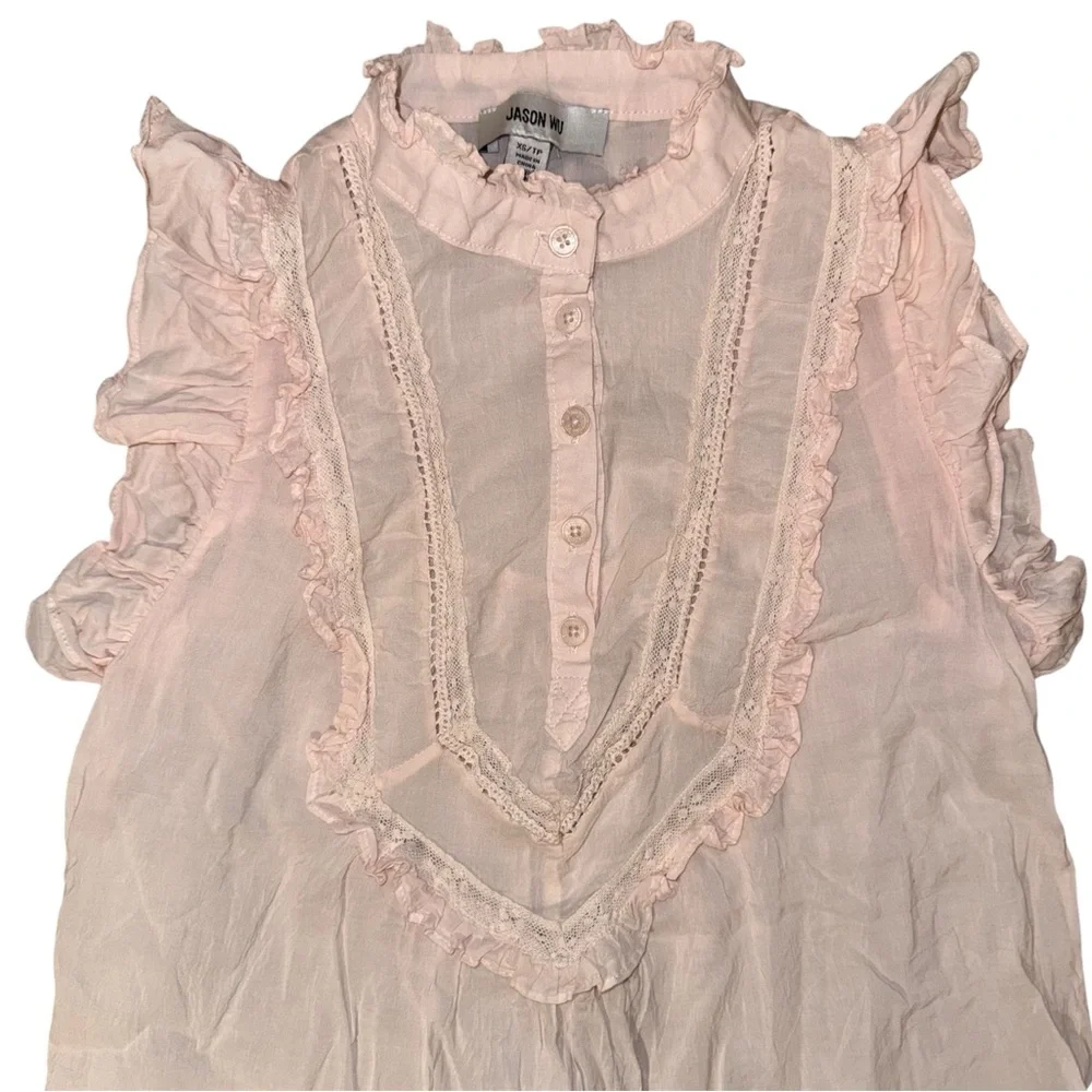 Boho Chic Button Up Ruffle Top - Picture 4 of 6